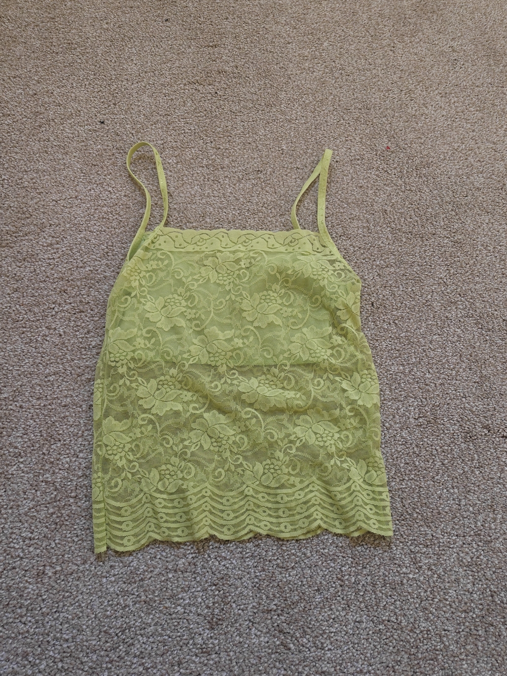 Floral Lace Spaghetti Cami Crop Top - Yellow